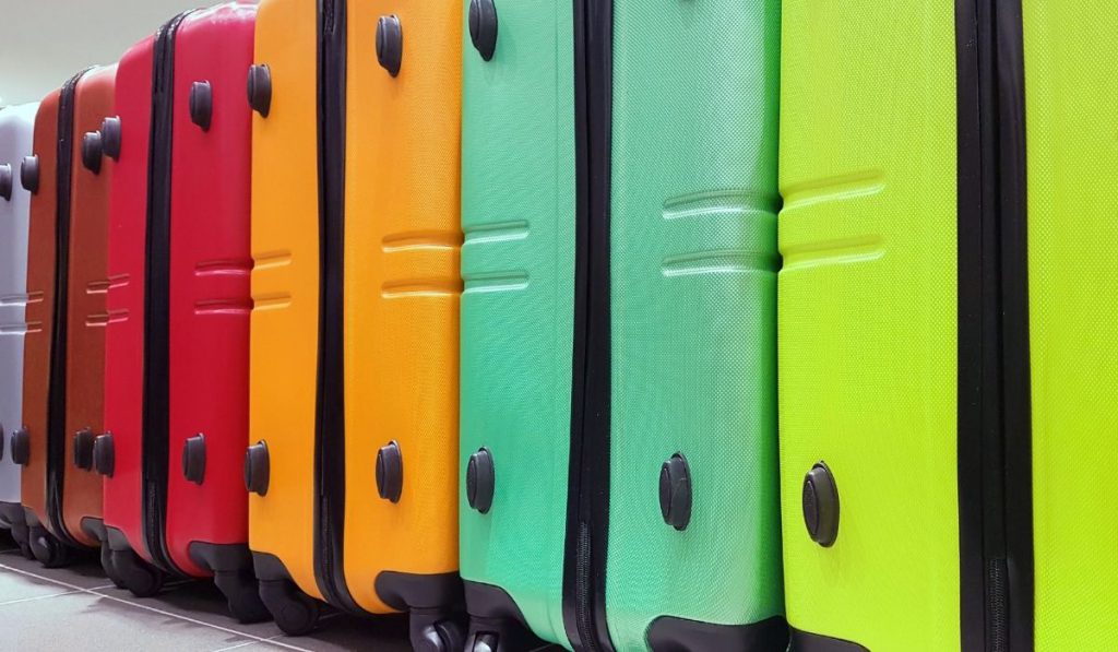 different colors of luggages